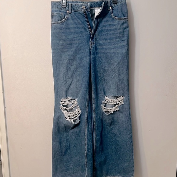 Divided Denim - Divided blue jeans distress oversize wide leg grunge y2k retro